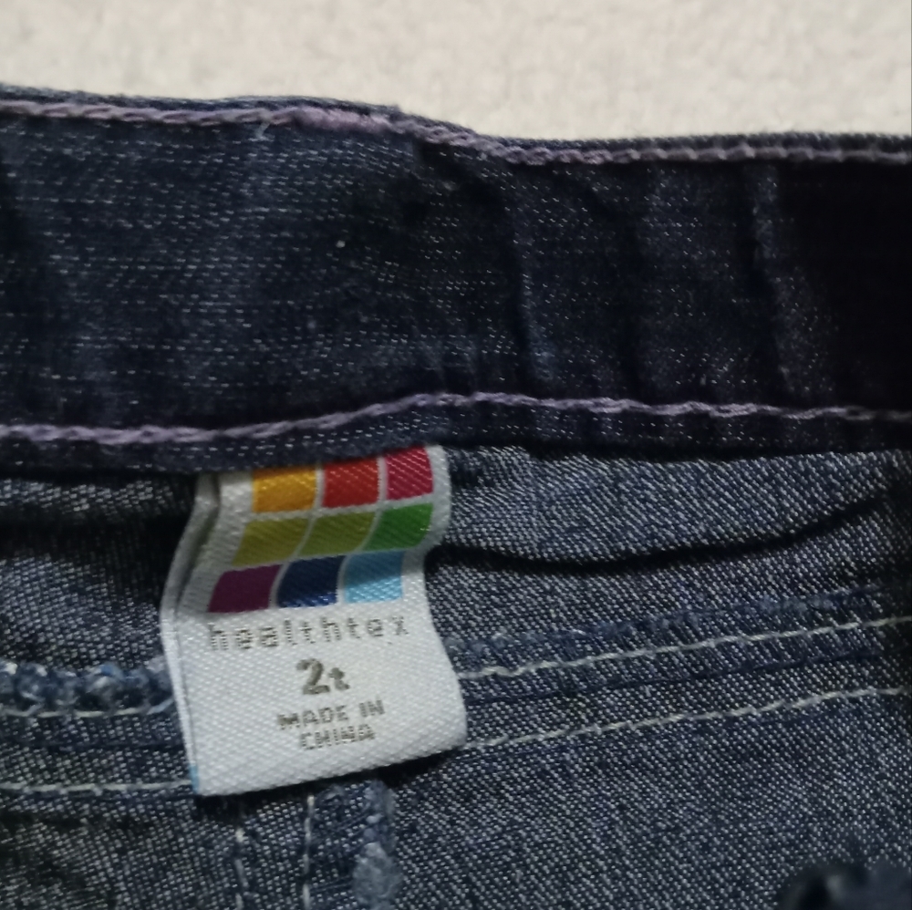 5 for $10 Healthtex Color Embroidered Dark Denim Shorts size 2T - Picture 3 of 5